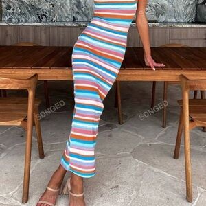 Striped Multicolor Maxi Dress